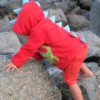 red dinosaur hoodie with sky blue back spikes