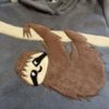 sloth applique on grey hoodie