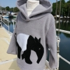 alt="kids grey fleece hoodie with tapir"