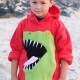model wearing scary t-rex hoodie