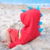 red and blue spiked dinosaur hoodie