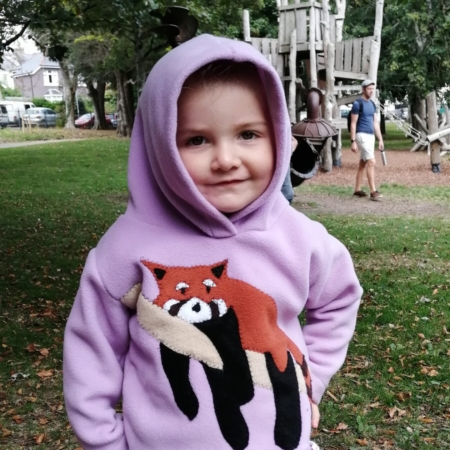 lilac red panda hoodie