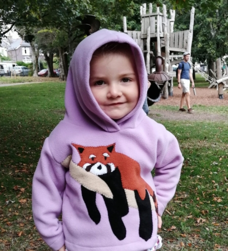 lilac red panda hoodie