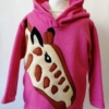 pink hoodie with giraffe applique