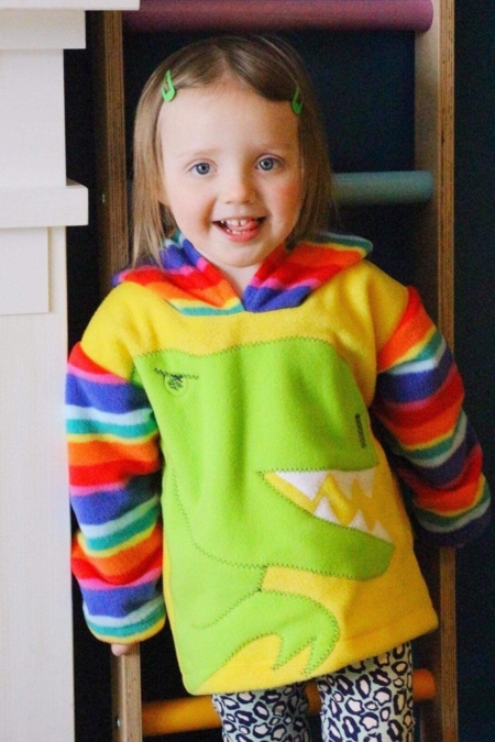 Kids colourful t-rex hoodie