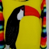 yellow hoodie with toucan applique