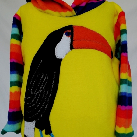 bright yellow and stripe toucan applique hoodie